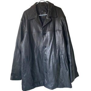JF Ferre Genuine Black Lambskin Leather Jacket Trench Coat Al Pacino Men XXL